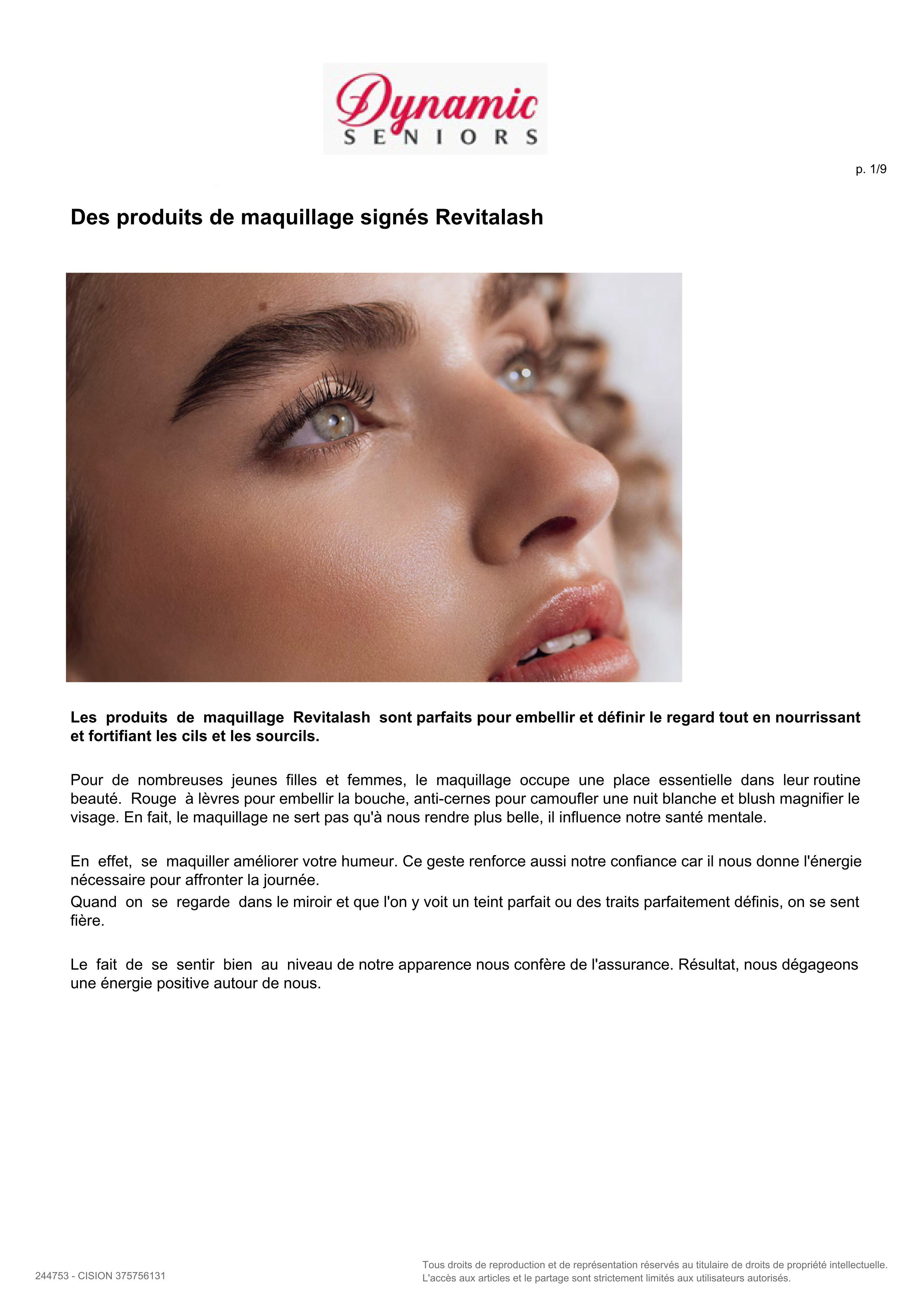 Des produits de maquillage signés RevitaLash® paru dans Dynamic Seniors - Juillet 2026 